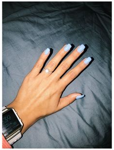 Nail Inspo Square Round, Coffin Square Nails Short, Baby Blue Acrylic Nails Square, Square Baby Blue Nails, Blue Squoval Nails, Light Blue Nails Square, One Color Acrylics, Blue Nails Short Square, Baby Blue Square Nails