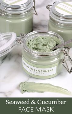 Seaweed and Cucumber Face Mask Cucumber Face Mask Diy, Cucumber Face, Cucumber Mask, Cucumber Face Mask, Cucumber For Face, Face Mask Diy, Spirulina Powder, Mask Diy