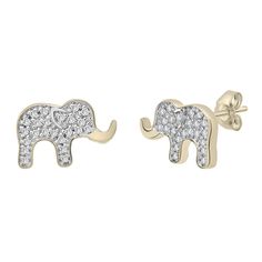 Earring Displays, Elephant Earrings Studs, Earrings Diamonds, Gold Diamond Earrings Studs, Gold Diamond Studs, Elephant Earrings, Helzberg Diamonds, Gold Stud, Gold Earrings Studs