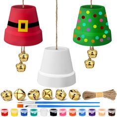 PRICES MAY VARY. Comprehensive Pottery Painting Kit: you will receive 3 mini porcelain flower pot, 6 bells, 12 vibrant paint colors, 2 brushes, 1 roll of rope; This rich selection of art supplies is suitable for creating your own custom Christmas bell decorations Reliable Material: the white plant pots are made of quality ceramic material, reliable and corrosion resistant, will not break in normal use; You can helm your artistic trip, painting your favorite colors on these sturdy flower pot Size Clay Pot Bells Christmas Ornament, Clay Pot Ornaments, Kids Christmas Tree Decorations, Christmas Tree Footprints, Trip Painting, Kids Christmas Tree, Potted Christmas Trees, Hanukkah Crafts