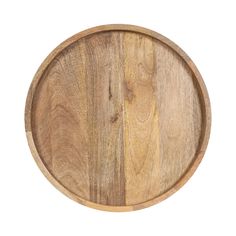 an empty wooden plate on a white background