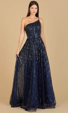 Lara Dresses 29194 - One Shoulder Ornate Evening Dress Navy Ball Gown, Navy Ball, Emerald Bridesmaid Dresses, Gown Blue, Plus Size Cocktail Dresses, Plus Size Party Dresses, One Shoulder Gown, Formal Dresses Short, Cute Prom Dresses