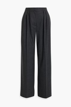 IRIS & INK Maya pleated wool-blend flannel wide-leg pants Wardrobe Checklist, Fall Winter Capsule Wardrobe, Capsule Wardrobe Checklist, Silver Pants, Sheer Pants, Woman Pants, Denim Trench Coat, Winter Capsule, Satin Trousers