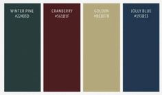 an image of the color scheme for winter pine / cranberry / gold / red / blue