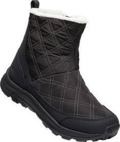 Don't be fooled by the après-ski house shoe look of this winter boot. The wintry cousin of Keen's Terradora II is packed with the same street- and hike-friendly tech in a snow-proof and stylish package. Cozy recycled insulation, fleecy lining, and a heat-trapping footbed team up to wrap our feet in warmth that can keep up on our coldest adventures. Even better, the boot's waterproof membrane and slip-resistant sole hold up in wet and snowy conditions.Sneaker-inspired winter boot for keeping acti Insulated Work Boots, Womens Waterproof Boots, Mid Boots, Pull On Boots, Black Boots Women, How To Make Shoes, Plastic Animals, Waterproof Boots, Work Boots