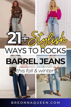 Stay cozy and chic this winter with our collection of 21+ barrel jeans outfits. Our blog post proves that you don't have to sacrifice style for warmth when it comes to this trendy denim look. Get inspired and create your own fashion-forward winter ensembles! #barreljeansoutfitswinter #cozychic #winterstyle Barrel Pants Outfit Winter, Styling Barrel Jeans, How To Wear Barrel Jeans, Style Barrel Jeans, How To Style Barrel Jeans, Bell Bottom Jeans Outfit Winter, Jean Pants Outfits, Barrel Jeans Outfit, Jeans Pants Outfit