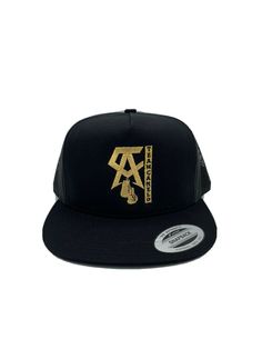 Canelo Alvarez Embroider Trcuker hat in gold cor thread. Gold Flat Bill Hat For Streetwear, Embroidered Adjustable Fitted Hat With Flat Brim, Gold Flat Brim Hat One Size, Adjustable Gold Cap, Gold Adjustable Cap, Gold Flat Brim Hat, One Size Fits Most, Gold Trucker Hat For Streetwear, Adjustable Gold Trucker Hat For Streetwear, Gold Snapback Hat With Flat Brim For Streetwear