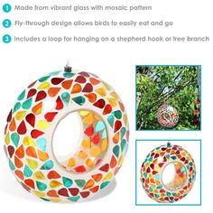 the instructions for how to make a mosaic bird feeder