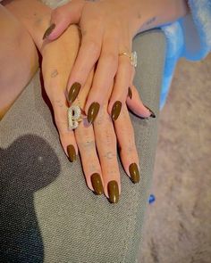 Hailey Bieber Nails, December Nails, Nail Length, Brown Nails, Fabulous Nails, Hailey Bieber