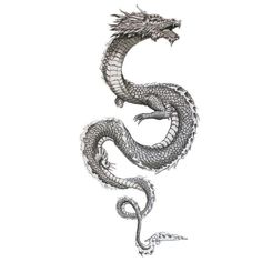 a black and white drawing of a dragon on a white background, with the tail curled up