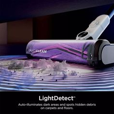 an advertisement for the budderectt product on carpet and floors, with a purple background