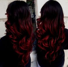 Pelo Color Vino, Black Red Hair, Red Ombre Hair, Cute Hair Colors, Hair Color Burgundy, Ombre Hair Extensions, Gorgeous Hair Color, Hair Ombre, Pretty Hair Color