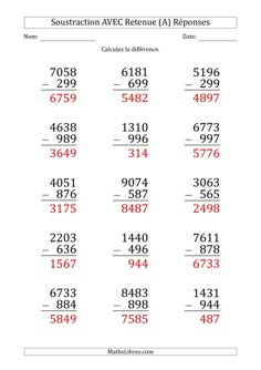 the subtraction avec reference worksheet is shown in red and white