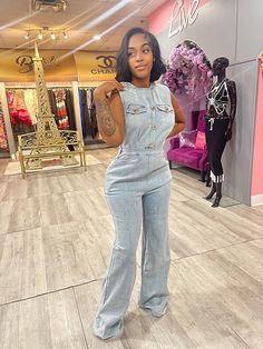 Denim Jumpsuit Zipper Back Belted Fits True to Size 95% Cotton 5% Spandex Jumpsuit Fitted, Denim Jumpsuit, Light Denim, Dark Denim, Must Haves, Night Out, Perfect Fit, Jumpsuit, Spandex