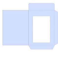 an open envelope with a blank space on the front and back side is shown in light blue