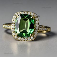 Natural Green Tourmaline And Diamond Engagement Ring / Women Gift Ring / Anniversary Wedding Gift  Ring / May Birthstone Ring  Elevate your engagement with this stunning Natural Green Tourmaline and Diamond ring. Crafted for the modern woman, this exquisite piece also doubles as an unforgettable anniversary or wedding gift. Perfect for those born in May, this ring showcases the vibrant green hue synonymous with the month's birthstone. Make your special occasion even more memorable with this timeless and elegant design. Make a statement with this enchanting Natural Green Tourmaline and Diamond engagement ring, a thoughtful gift for any woman. Ideal for celebrating milestones such as anniversaries and weddings, this stunning piece holds extra significance for those born in May. The lush gree Engagement Ring Women, May Birthstone Rings, Pretty Accessories, Emerald Bracelet, Emerald Pendant, May Birthstone, Green Sapphire, Emerald Earrings, Ring Women