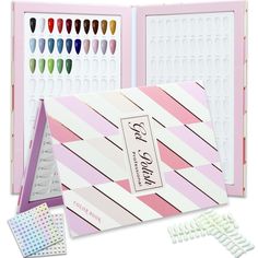 PRICES MAY VARY. NAIL COLOR DISPLAY BOOK:Color:Pink | Material:Cardboard | Card slot: 160 | Installation:card slot plug-in, no glue requiredk,easy to replace | Packing list:1*Nail Color Book;240pcs False Nail Tips;1-200 Number Stickers. Easy to Install:The nail tip can be inserted directly into the slot without adhesive. The detachable design is convenient for you to update the color of the nail tips. The nail color display book is marked with numbers, which is friendly to nail salons, it can be Nail Color Chart, Gel Nails Art, Purple Nail File, Stickers Easy, Polish Display, Nail Art Salon, Colorful Nail Art, Gel Nail Art Designs, Nail Salons