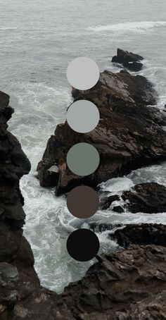 some rocks and water with circles on them