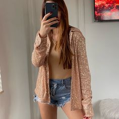 Sequins Shirt Gold Spring Party Shirt, Gold Party Shirt For Spring, Spring Stretch Shirt For Night Out, Stretch Shirt For Night Out In Spring, Long Sleeve Sequin Shirt For Spring, Spring Long Sleeve Sequin Shirt, Fitted Sequin Shirt For Spring, Trendy Party Shirt For Spring, Sequin Shirt