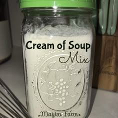 a mason jar filled with cream of soup mix