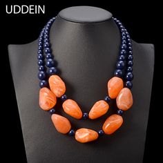 Cheap statement choker necklace, Buy Quality choker necklace directly from China necklace women Suppliers: UDDEIN bohemian maxi necklace women double layer beads chain resin gem vintage statement choker necklace & pendant  jewellery Ankara Accessories, Bohemian Maxi, Beads Chain, Statement Choker, Statement Choker Necklace, Couple Necklaces, African Jewelry, Resin Necklace, Necklace Women