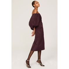 Purple polyester (100% Polyester). Sheath. 3/4 sleeves. Strapless. Back zipper closure. 42" from shoulder to hemline. Imported. Fall Party Off Shoulder Midi Dress, Chic Fitted Off Shoulder Dress For Fall, Chic 3/4 Sleeve Midi Dress For Evening, Elegant Off Shoulder Midi Dress For Fall, Fall Cocktail Off-shoulder Long Sleeve Dress, Fall Cocktail Off Shoulder Long Sleeve Dress, Chic Fall Off-shoulder Midi Dress, Chic Off Shoulder Midi Dress For Fall, Formal Off-shoulder Midi Dress For Fall