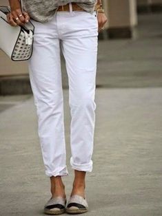 US$ 35.95 - White Casual Solid Pants - www.linenlooks.com