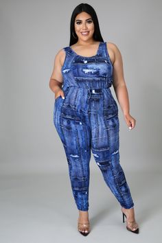 Stretch jumpsuit Round neckline Sleeveless Pockets Self tie closure No closure 95% polyester 5% spandex Hand wash cold Model is wearing a 2X Casual Denim Strapless Jumpsuit, Sleeveless Stretch Denim Jumpsuits And Rompers, Sleeveless Stretch Denim Jumpsuit, Denim Strapless Sleeveless Jumpsuit For Spring, Stretch Sleeveless Denim Jumpsuit, Stretch Sleeveless Denim Overalls, Stretch Denim Sleeveless Overalls, Sleeveless Stretch Denim Overalls, Sleeveless Stretch Jumpsuits And Rompers With Pockets