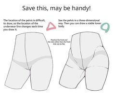 the back and side view of boxer shorts with instructions to draw them in different ways