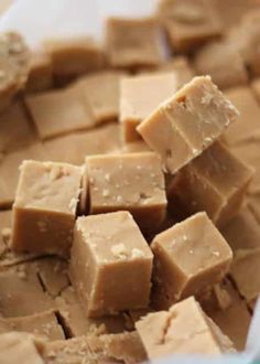 a bowl filled with tofu sitting on top of a table