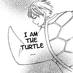 a drawing of a boy holding a turtle with the words i am the turtle on it