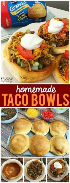 homemade taco bowls with the title above it