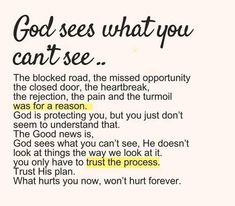 a piece of paper with words written on it that say god sees what you can't see