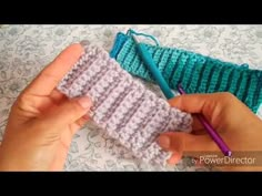 someone is crocheting the stitchs together to make a small pouch for knitting