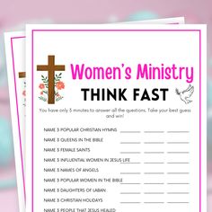 the women's ministry think fast printable