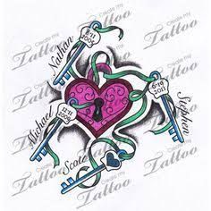 an image of a heart and key tattoo