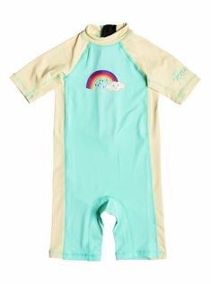 Roxy  Infant/Toddler Girls So Sandy 1 Pc Rash Guard Springsuit Swimsuit Brand new with tags Size: 6 Month Size Color:  Yellow/Seafoam 92% Nylon/8% Spandex One pc rash guard springsuit Zipper in the back  Offers wonderful UV protection UPF 50+ Short sleeve Toddlers Swimwear, Running Clothes Women, Swimsuit Brands, Roxy Girls, Spring Suit, Rashguard Swimsuit, Girls Couture, Snow Outfit, Snowboarding Outfit