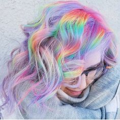 tattoos and pastel: Photo Iridescent Hair, Unicorn Hair Dye, Unicorn Hair Color, Mermaid Hair Color, Multi Colored Hair, Candy Hair, Colourful Hair, Hair Color Pastel