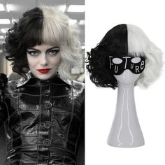 PRICES MAY VARY. Package Including: 1 wig + wig cap. Short black white wig perfect for costume, party, Halloween Top Quality: Mildiso wigs are made of high-quality synthetic fiber, soft touch and pretty looking, make you so beautiful Adjustable Wig Cap: 21.5'' - 22.5''. The comfortable wig cap with 2 adjustable straps, you can adjust its size to fit your head. Perfect size fits most people Breathable Net: 100% Breathable rose net, and light weight, make you feel very comfortable when you wear on Iconic Horror Movie Costumes, Cruella Garbage Dress, Beetlejuice Costume For Women, All Out Halloween Costumes, Vampire Wigs, Cruella Shoes, Quick Halloween Costumes Last Minute Women, Halloween Costumes For Black Hair, Black And White Wigs