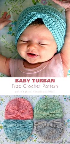 baby turban hat crochet free pattern