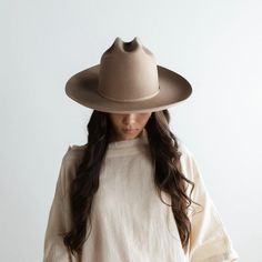 Ezra Western Hat - Tan - GIGI PIP Wide Brim Felt Hat, Tall Crown, Gigi Pip, Floppy Hats, Felt Hats, Fedora Hat Women, Western Hat, Statement Fashion, Wide Brim Fedora