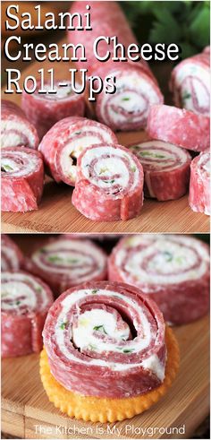 Salami Cream Cheese Roll-Ups Salami And Cream Cheese, Salami Cream Cheese, Best Christmas Appetizers, Fat Bomb Recipes, Cream Cheese Roll Up, Cheese Roll, Cream Cheese Rolls, Fat Bomb, Pinwheel Recipes