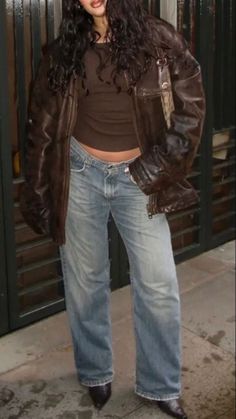 Skandinavian Fashion, Fashion Things, Leather Jacket Outfits, Brown Outfit, Looks Street Style, Mode Inspo, 가을 패션, Outfit Inspo Fall, Mode Vintage