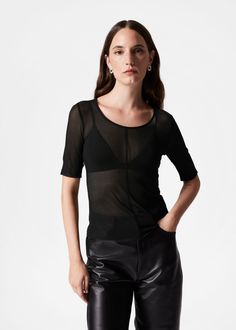 Sheer short-sleeve top cut from mulberry silk. Finished with an exposed vertical centre-front seam.• Slim fit• Length of top:53.5cm / 21.1" (Size S) Summer Style Guide, Waistcoat Dress, Sheer Shorts, Knitwear Cardigan, Short Jumpsuit, Fashion Story, Dress Trousers, Swimwear Fashion, Cardigan Jacket