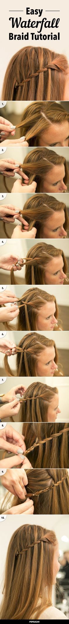 coiffure tresse Waterfall Braid Tutorial, Quick Braids, Diy Wedding Hair, Waterfall Braid, Hair Designs, Diy Hairstyles, Kids Hairstyles, Hair Looks