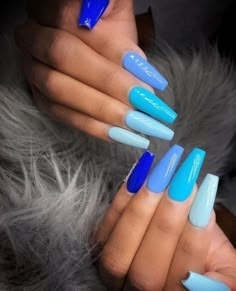 Gel Pedicure, French Pedicure, Colors For Spring, Gel Nails At Home, Blue Acrylic Nails, Nail Art Designs Summer, Colorful Nails, Acrylic Nails Coffin