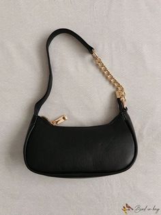 BirdinBag - Stylish Mini Black Hobo Bag with Chain Strap for Everyday Use Everyday Shoulder Bag With Gold Chain, Trendy Black Shoulder Bag For Everyday, Everyday Hobo Bag With Chain Strap, Elegant Hobo Bag With Chain Strap, Black Chain Shoulder Bag For Everyday Use, Everyday Black Bags With Gold Chain, Black Bags With Gold Chain For Daily Use, Black Shoulder Bag With Chain Strap For Everyday, Black Everyday Bag With Chain Strap