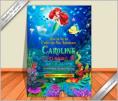 the little mermaid birthday party poster