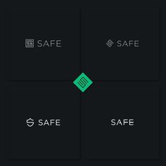 four different types of safe buttons on a black background with the words safe and safe below them