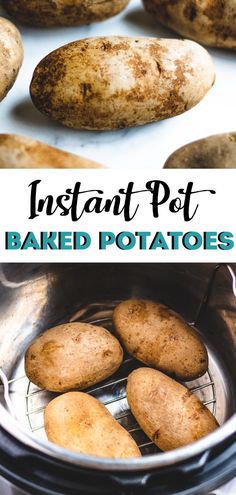 baked potatoes in an instant pot with text overlay